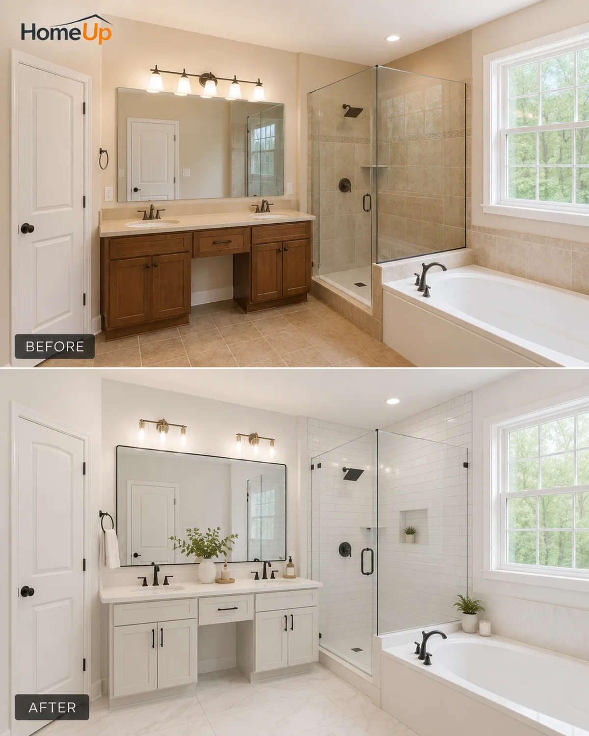 Bathroom before and after