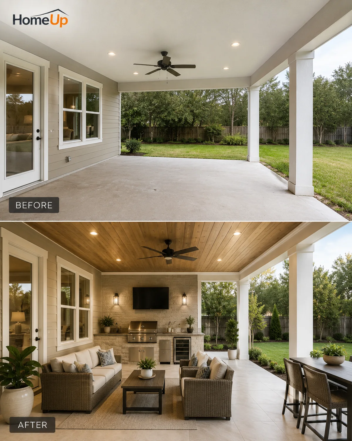 Patio before and after